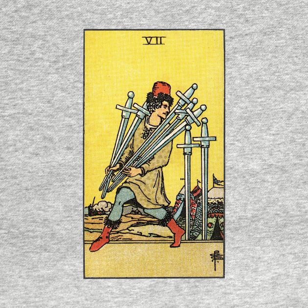 SEVEN OF SWORDS by WAITE-SMITH VINTAGE ART